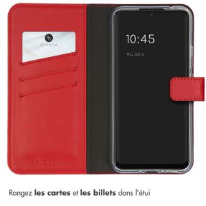 Selencia Étui de téléphone portefeuille en cuir véritable Samsung Galaxy A34 (5G) - Rouge