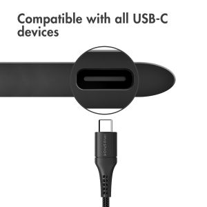 iMoshion Chargeur Mural avec câble USB-C vers USB-C - Chargeur - Textile tissé - 20 Watt - 1 mètre - Noir