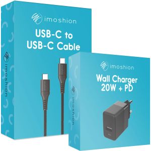 iMoshion Chargeur Mural avec câble USB-C vers USB-C - Chargeur - Textile tissé - 20 Watt - 3 mètres - Noir