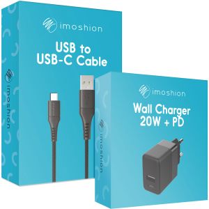iMoshion Chargeur Mural avec câble USB-C vers USB - Chargeur - Textile tissé - 20 Watt - 2 mètres - Noir