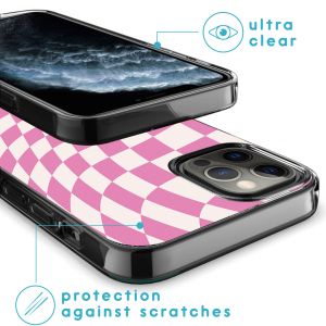 iMoshion Coque Design iPhone 12 (Pro) - Retro Pink Check