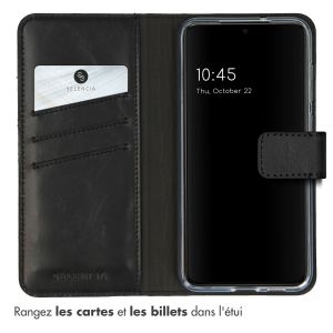 Selencia Étui de téléphone portefeuille en cuir véritable Samsung Galaxy S23 - Noir