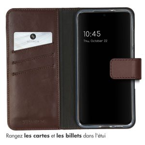 Selencia Étui de téléphone portefeuille en cuir véritable Samsung Galaxy S23 Plus - Brun