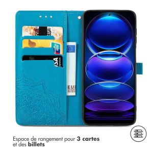 iMoshion Etui de téléphone portefeuille Mandala Xiaomi Redmi Note 12 Pro - Turquoise