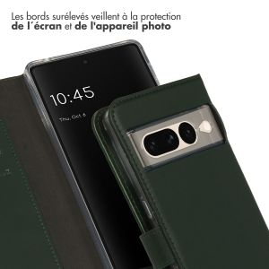 Selencia Étui de téléphone portefeuille en cuir véritable Google Pixel 7 Pro - Vert
