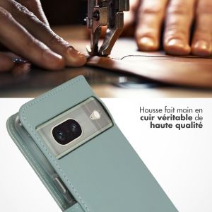 Selencia Étui de téléphone portefeuille en cuir véritable Google Pixel 7 - Air Blue