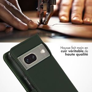 Selencia Étui de téléphone portefeuille en cuir véritable Google Pixel 7 - Vert