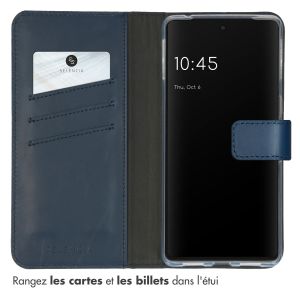 Selencia Étui de téléphone portefeuille en cuir véritable Google Pixel 7 Pro - Bleu