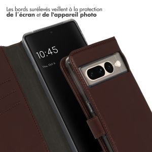 Selencia Étui de téléphone portefeuille en cuir véritable Google Pixel 7 Pro - Brun
