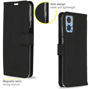 Accezz Étui de téléphone portefeuille Wallet Motorola Moto E22 - Noir