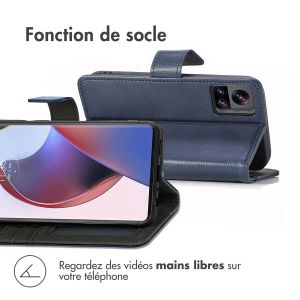 iMoshion Étui de téléphone portefeuille Luxe Motorola Edge 30 Ultra - Bleu foncé