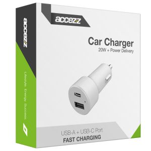 Accezz Car Charger - Chargeur de voiture - Power Delivery - 20 Watt - Blanc