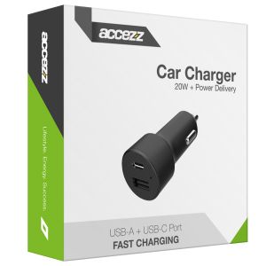 Accezz Car Charger - Chargeur de voiture - Power Delivery - 20 Watt - Noir