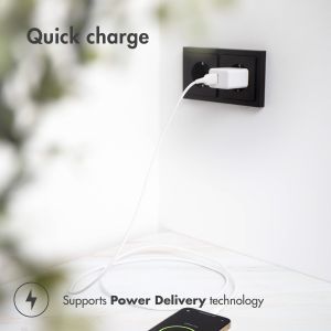 Accezz Wall Charger pour iPhone SE (2020) - Chargeur - Connexion USB-C et  USB - Power Delivery - 20 Watt - Noir