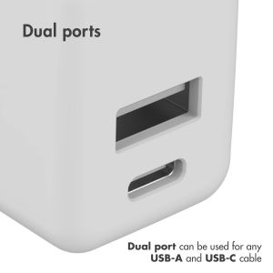 iMoshion Wall Charger - Chargeur - Connexion USB-C et USB - Power Delivery - 20 Watt - Blanc