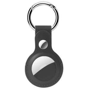 Accezz ﻿Étui de porte-clés en cuir véritable Apple AirTag - Noir