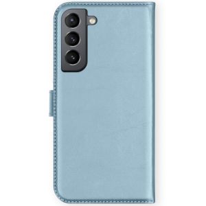 Selencia Étui de téléphone portefeuille en cuir véritable S21 FE - Bleu clair