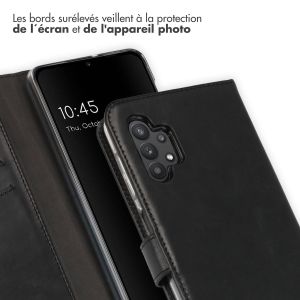 Selencia Étui de téléphone portefeuille en cuir véritable Galaxy A32 (5G) - Noir