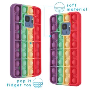 iMoshion ﻿Pop It Fidget Toy - Coque Pop It Samsung Galaxy S9 -Rainbow