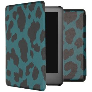 iMoshion ﻿Étui de liseuse portefeuille design Slim Hard Sleepcover Amazon Kindle 10 - Green Leopard