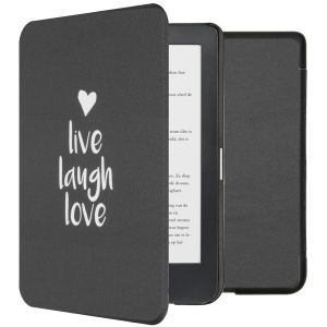 iMoshion ﻿Étui de liseuse portefeuille design Slim Hard Sleepcover Kobo Clara HD - Live Laugh Love