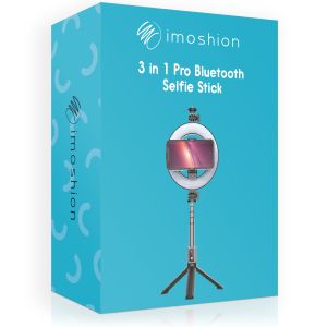 iMoshion Perche à selfie Bluetooth Pro 3 en 1 + trépied + Lumière de  remplissage annulaire de 6 pouces - Téléphone à lampe annulaire - Perche à  selfie Bluetooth - Lampe annulaire avec trépied - Réglable - Noir