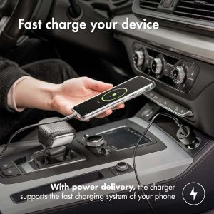 Accezz Car Charger avec câble USB-C vers USB - Chargeur pour voiture - 20 Watt - 1 mètre - Noir