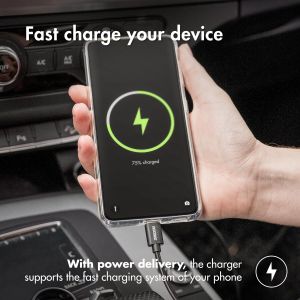 Accezz Chargeur de voiture avec câble Lightning vers USB - Chargeur voiture - 20 Watt - 1 mètre - Noir