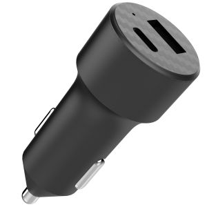 Accezz Chargeur de voiture avec câble Lightning vers USB - Chargeur voiture - 20 Watt - 1 mètre - Noir