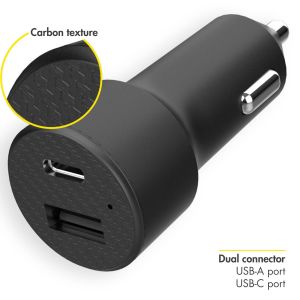 Accezz Chargeur de voiture avec câble Micro-USB vers USB - Chargeur de voiture - 20 Watt - 1 mètre - Noir