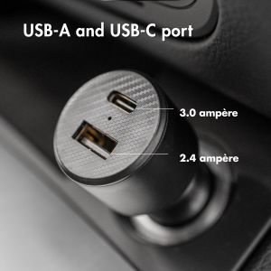 iMoshion Chargeur de voiture avec câble USB-C vers USB - Chargeur voiture - Textile tissé - 20 Watt - 1,5 mètres - Noir