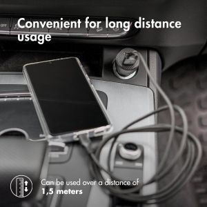 iMoshion Chargeur de voiture avec câble USB-C vers USB - Chargeur voiture - Textile tissé - 20 Watt - 1,5 mètres - Noir