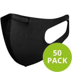 Blackspade 50 pack - Masque lavable unisexe adulte - Coton réutilisable et extensible - Noir