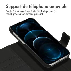 Accezz Étui de téléphone portefeuille en cuir de qualité supérieure 2 en 1 iPhone 12 (Pro) - Noir
