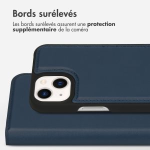 Accezz Étui de téléphone portefeuille en cuir de qualité supérieure 2 en 1 iPhone 13 Mini - Bleu foncé