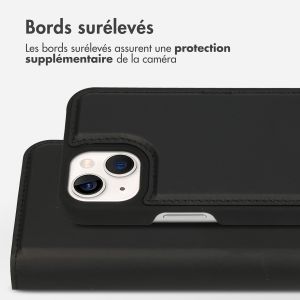 Accezz Étui de téléphone portefeuille en cuir de qualité supérieure 2 en 1 iPhone 13 - Noir