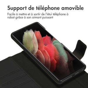 Accezz Étui de téléphone portefeuille en cuir de qualité supérieure 2 en 1 Samsung Galaxy S21 Ultra - Noir