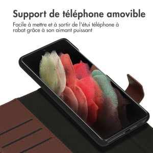 Accezz Étui de téléphone portefeuille en cuir de qualité supérieure 2 en 1 Samsung Galaxy S21 Ultra - Brun