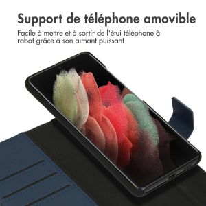 Accezz Étui de téléphone portefeuille en cuir de qualité supérieure 2 en 1 Samsung Galaxy S21 Ultra - Bleu foncé