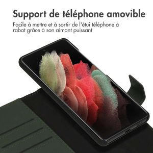 Accezz Étui de téléphone portefeuille en cuir de qualité supérieure 2 en 1 Samsung Galaxy S21 Ultra - Vert
