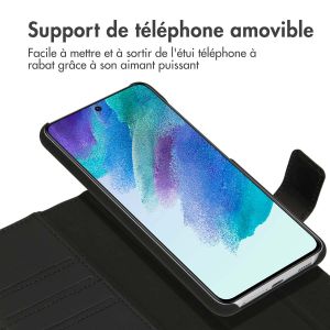 Accezz Étui de téléphone portefeuille en cuir de qualité supérieure 2 en 1 Samsung Galaxy S21 FE - Noir