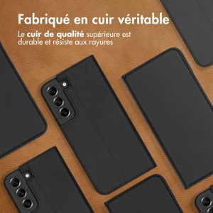 Accezz Étui de téléphone Slim Folio en cuir de qualité supérieure Samsung Galaxy S22 Plus - Noir