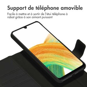 Accezz Étui de téléphone portefeuille en cuir de qualité supérieure 2 en 1 Samsung Galaxy A33 - Noir