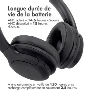iMoshion ﻿Bluetooth Over-Ear Headphones - Casque sans fil + Câble AUX - Active Noise Cancelling - Noir