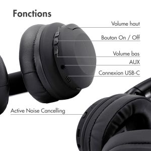 iMoshion ﻿Bluetooth Over-Ear Headphones - Casque sans fil + Câble AUX - Active Noise Cancelling - Noir