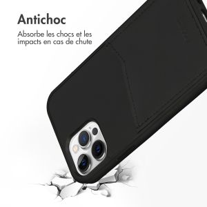Accezz ﻿Coque en cuir de qualité supérieure avec fentes pour cartes iPhone 12 (Pro) - Noir