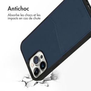 Accezz ﻿Coque en cuir de qualité supérieure avec fentes pour cartes iPhone 13 Pro Max - Bleu foncé