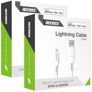 Accezz Le pack 2 Câble Lightning vers USB - Certifié MFi - 1 mètre - Blanc