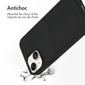 Accezz ﻿Coque en cuir de qualité supérieure avec fentes pour cartes iPhone 14 - Noir