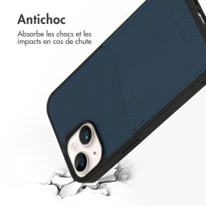 Accezz ﻿Coque en cuir de qualité supérieure avec fentes pour cartes iPhone 14 - Bleu foncé